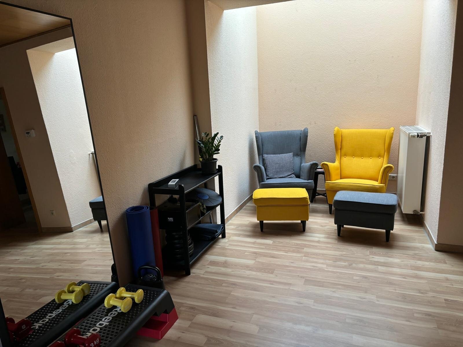 Wohnzimmer vom Vermieter mit Lichtkuppel